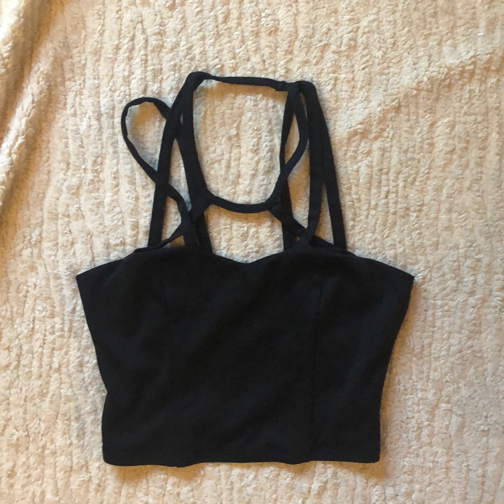 Black cage crop top